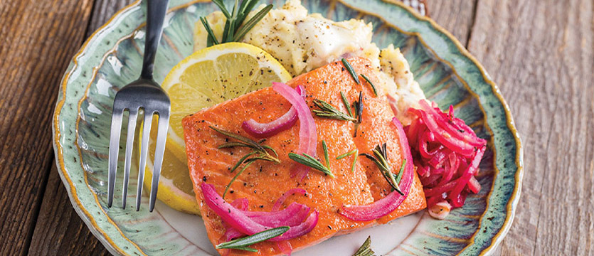 Broiled Salmon with Red Onion and Rosemary