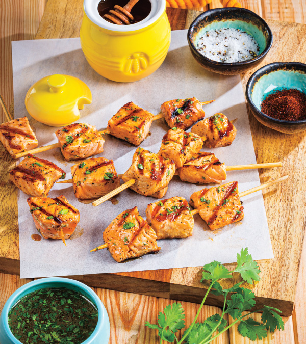 5-Ingredient Chipotle-Honey Salmon Skewers