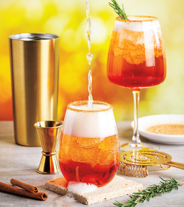 Autumn Pomegranate-Rosemary Gin Spritz