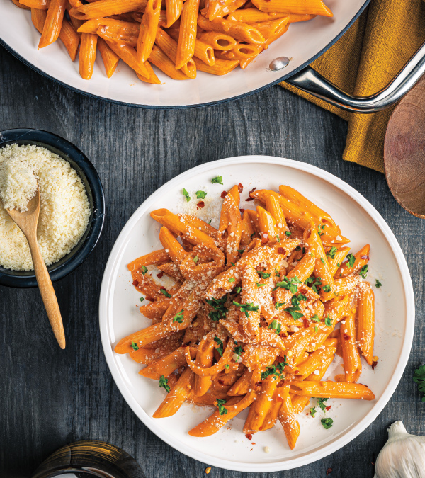 Better-For-You Spicy & Creamy Tomato Pasta