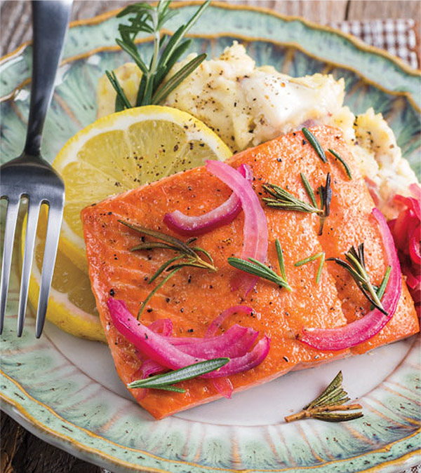 Broiled Salmon with Red Onion and Rosemary