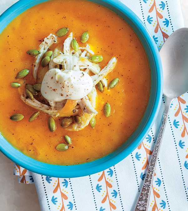 Butternut Squash Soup with Shredded Chicken
