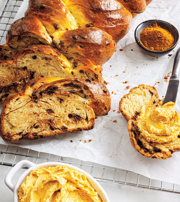 Chocolate Chip Challah Bread with Pumpkin-Maple Butter
