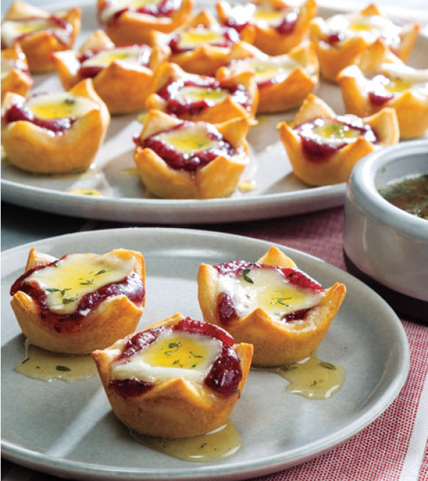 Cranberry Muenster Crescent Cups with Honey-Thyme Drizzle