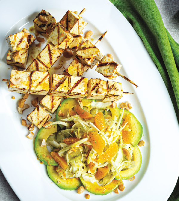 Fennel, Citrus & Avocado Salad with Grilled Tofu Skewers