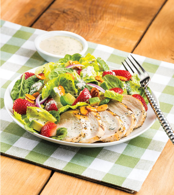 Grilled Chicken & Strawberry Salad with Sweet Onion-Poppy Seed Dressing