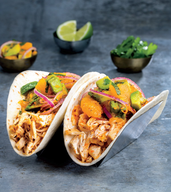 Grilled Chicken Tacos with Orange-Avocado Relish