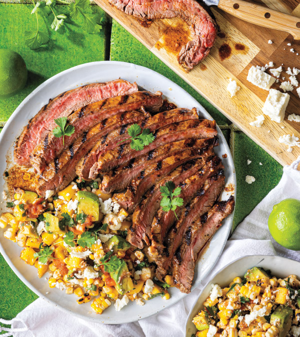 Grilled Flank Steak with Mango-Habanero Corn Salad