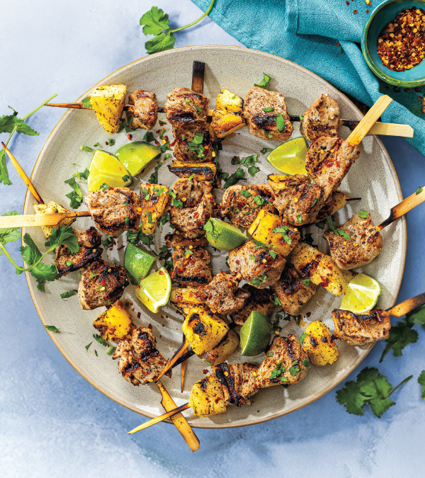 Grilled Honey-Lime Marinated Pork & Pineapple Skewers