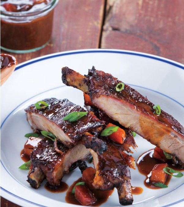 Grilled Ribs with Hoisin-Plum BBQ Sauce