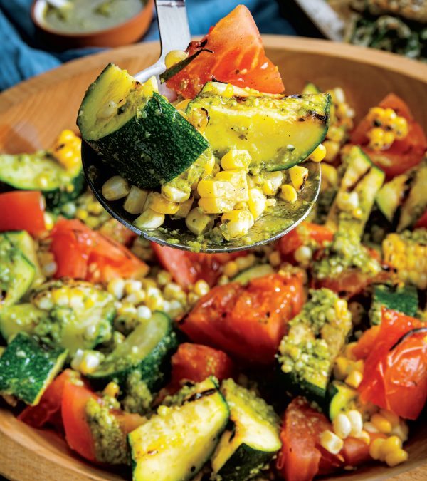 Grilled Summer Veggie Pesto Salad