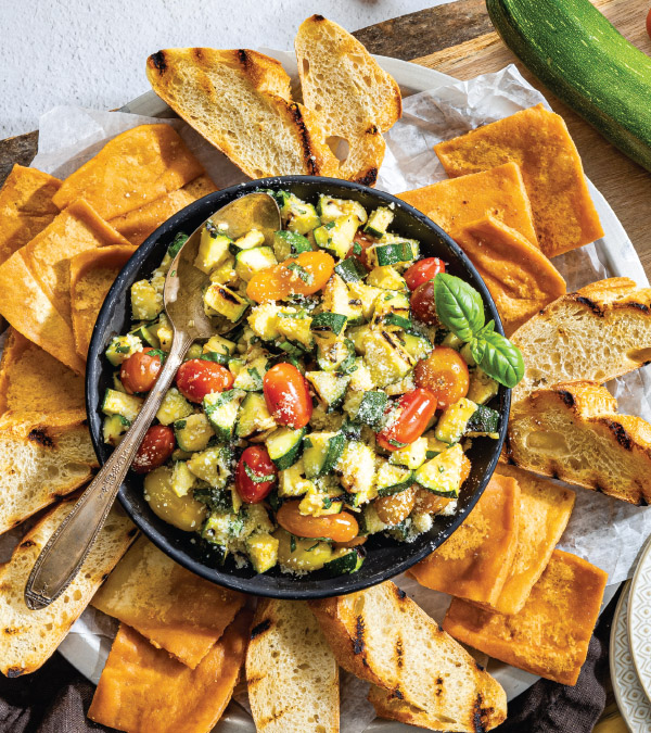 Grilled Zucchini & Tomato Bruschetta