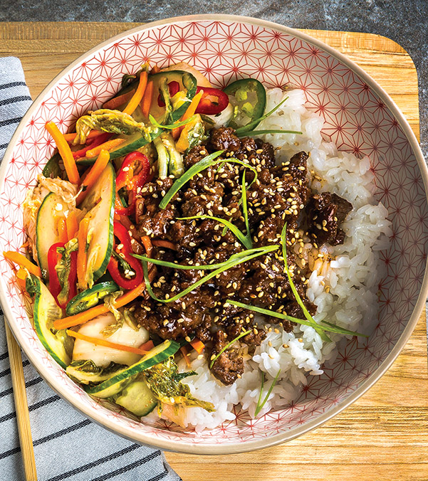 Korean BBQ Ground Beef Rice Bowl