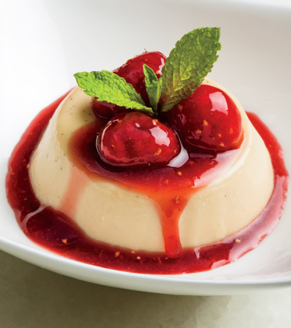 Maple Panna Cotta with Raspberry Compote
