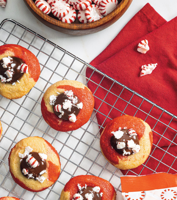 Mini Peppermint Thumbprint Cookies