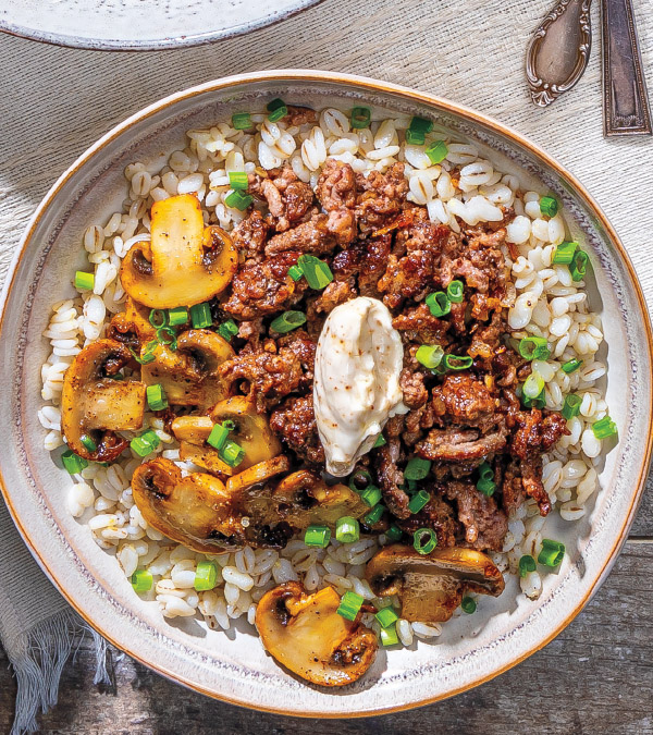 Mushroom-Swiss Burger Bowl