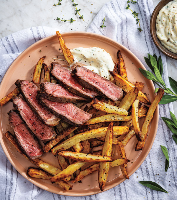 New York Strip Steak Frites with Tarragon-Pepper Mayo