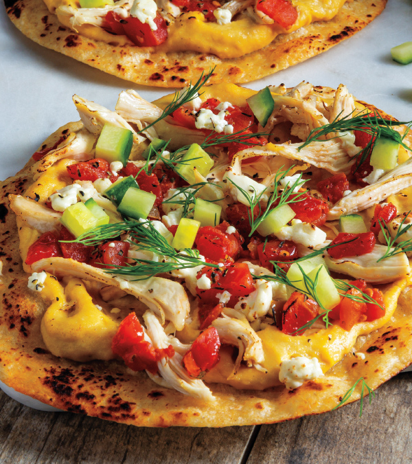 Open-Faced Greek Turkey Quesadilla