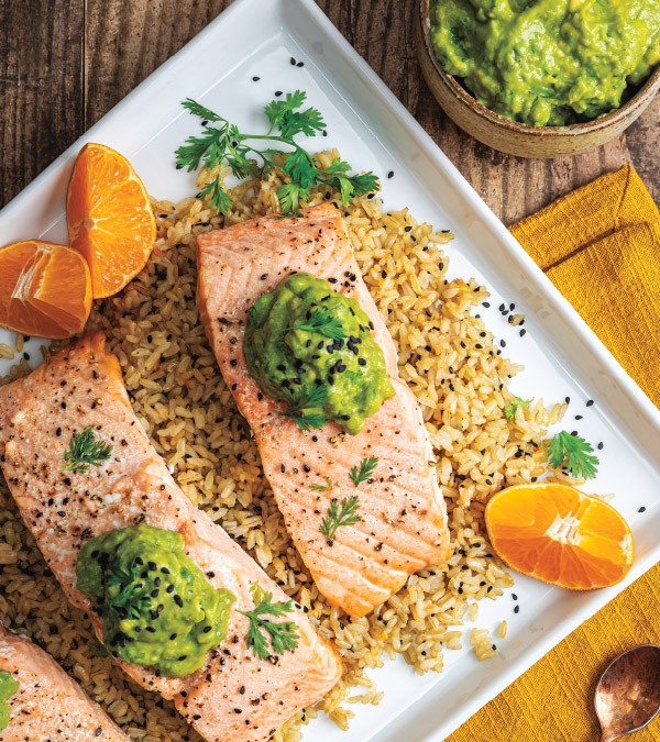 Oven-Roasted Salmon with Orange-Avocado Sauce