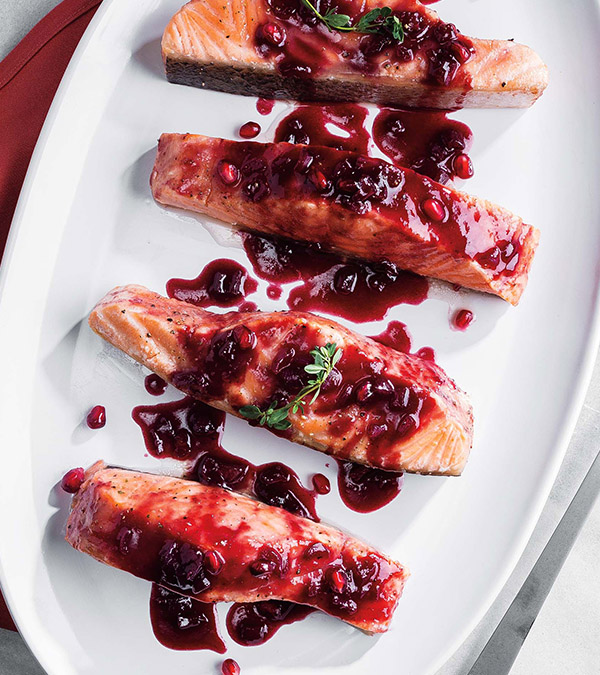 Pomegranate & Red Wine-Roasted Salmon