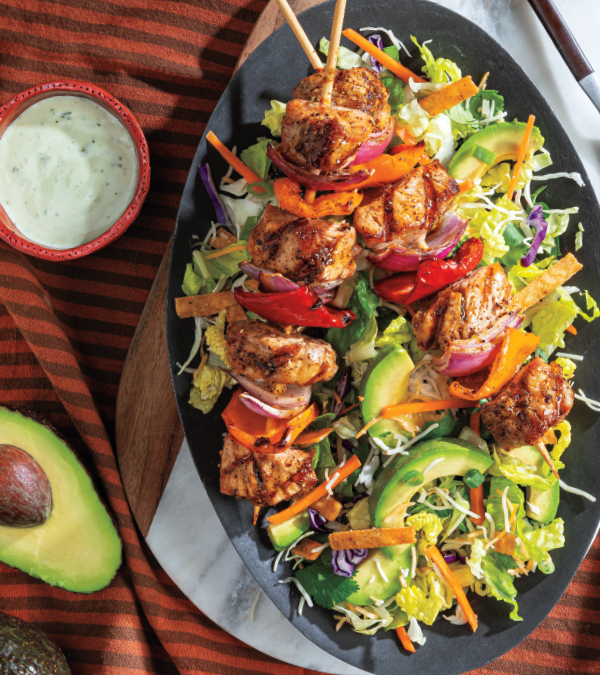 Pork Tenderloin & Veggie Kabobs with Southwest Chopped Salad