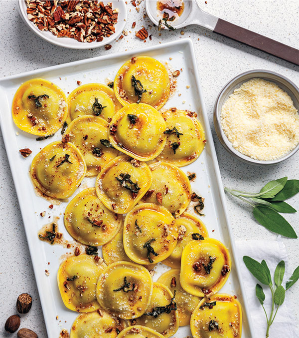 Pumpkin Sage Ravioli with Browned Butter Pecans (plus a look at