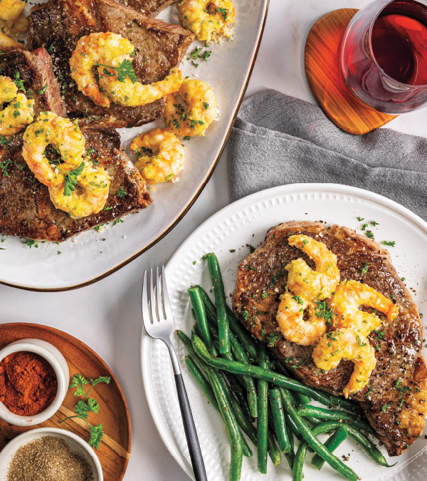 Ribeye Steaks with Parmesan Shrimp