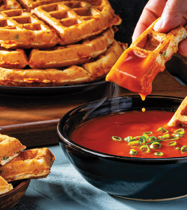 Savory Waffles + Soup for Dipping