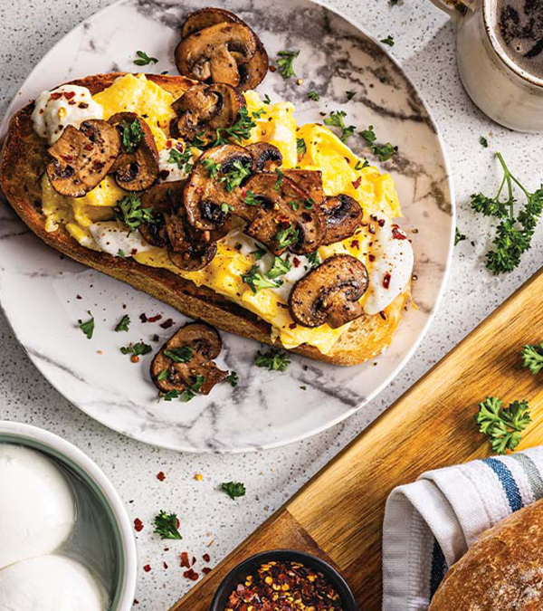 Scrambled Egg, Burrata & Mushroom Toast