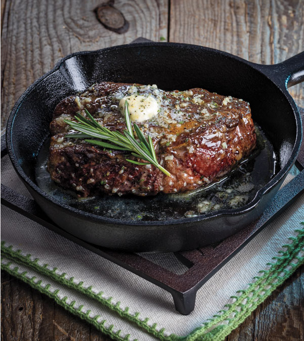 Seared Chuck Eye Steak with Rosemary-Roasted Garlic Butter
