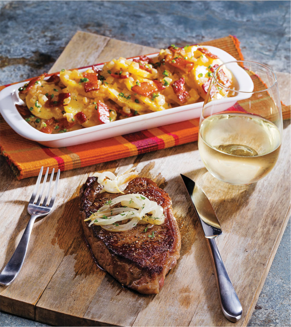 Pan-Seared Flank Steak with Mustard-Chive Butter