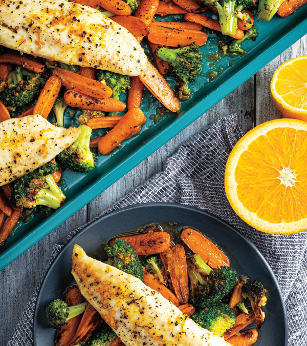 Sheet Pan Citrus Tilapia with Broccoli & Carrots