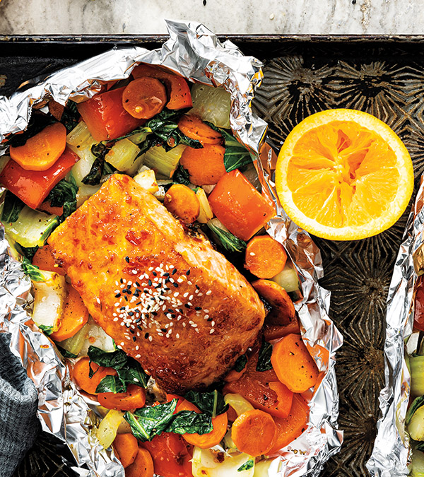 Sheet Pan Orange-Ginger Salmon Foil Packets