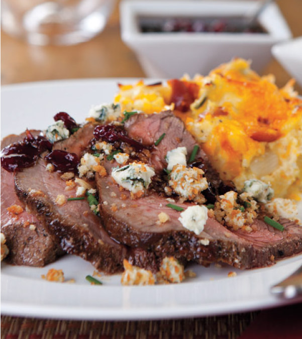 Sirloin Roast with Gorgonzola Crumble & Cranberry-Balsamic Sauce