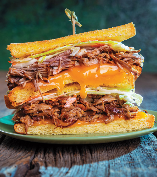 Slow Cooker Apple Cider-Pulled Pork Grilled Cheese