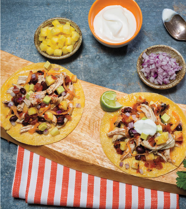 Slow Cooker Chicken, Sweet Potato & Pineapple Tacos