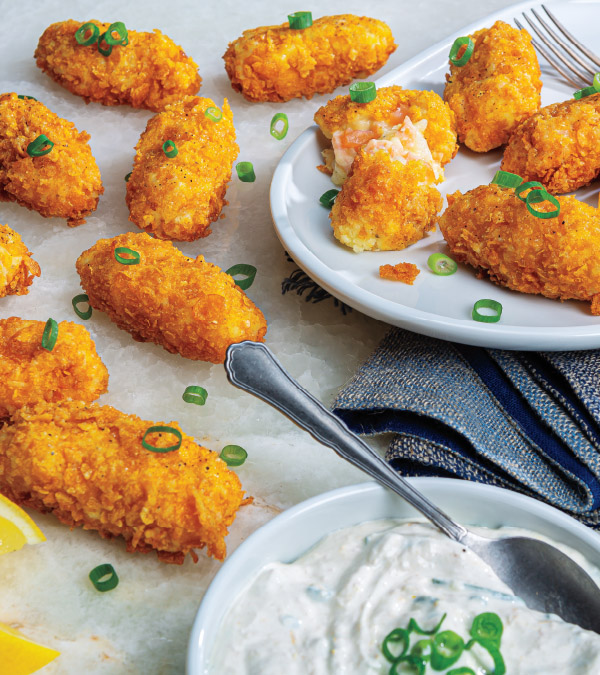 Smoked Salmon Croquettes with Horseradish-Scallion Dip