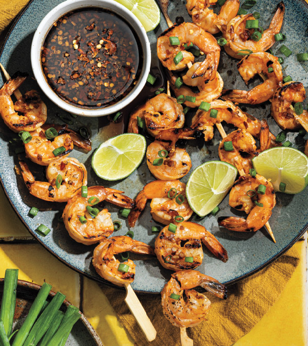 Sriracha-Lime Shrimp Skewers with Soy Dipping Sauce