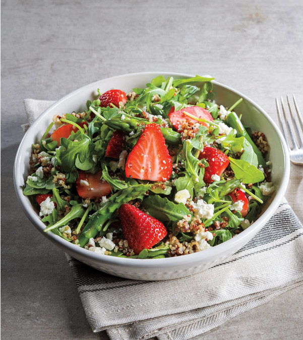 Strawberry, Arugula and Quinoa Salad with Asparagus  Feta