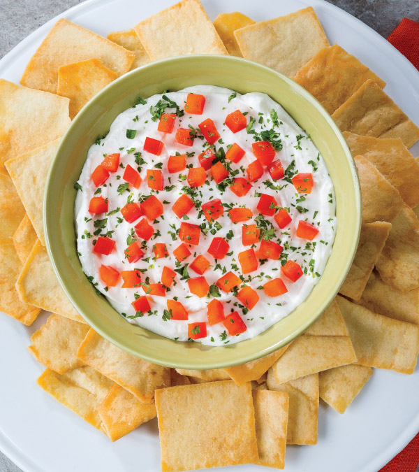 Whipped Feta-Garlic Dip with Pita Chips