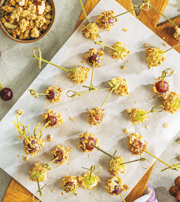 Yogurt-Granola Covered Frozen Grapes