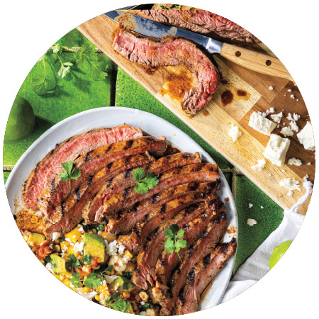 Grilled Flank Steak with Mango-Habanero Corn Salad 