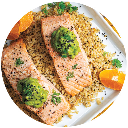 Oven-Roasted Salmon with Orange-Avocado Sauce